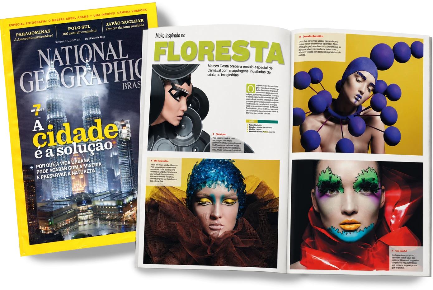 Matéria de Paragominas na Revista National Geographic e editorial de moda da Natura